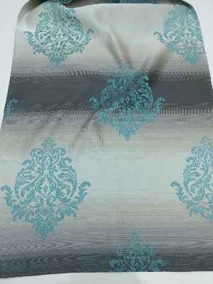 Renk Geçişli Jakar Desenli Salon Fon Perdesi - Turkuaz - Füme - Vizon- Bej-füme-turkuaz