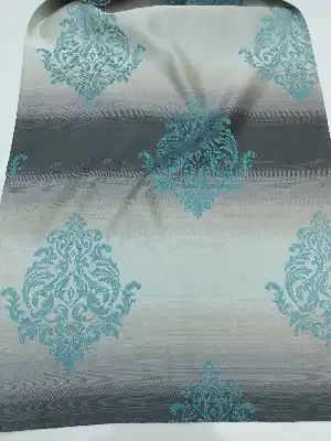 Renk Geçişli Jakar Desenli Salon Fon Perdesi - Turkuaz - Füme - Vizon- Bej-füme-turkuaz