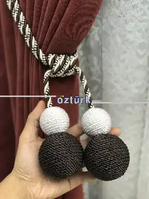 Trend İki Top Kordon Sarma Fon Bağı - Braçol %100 Elde Üretim- Krem-acı Kahve