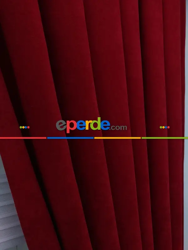 Salon Fon - Kırmızı Düz Fon Perde ( 280 Eninde )- Kırmızı