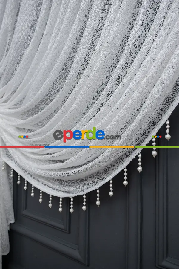 Taç İlisyon Kruvaze Model Tasarım Beyaz Tül Perde