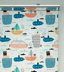 Bebek Odası - Denizci Desenli Baskılı Stor Perde- Çok Renkli