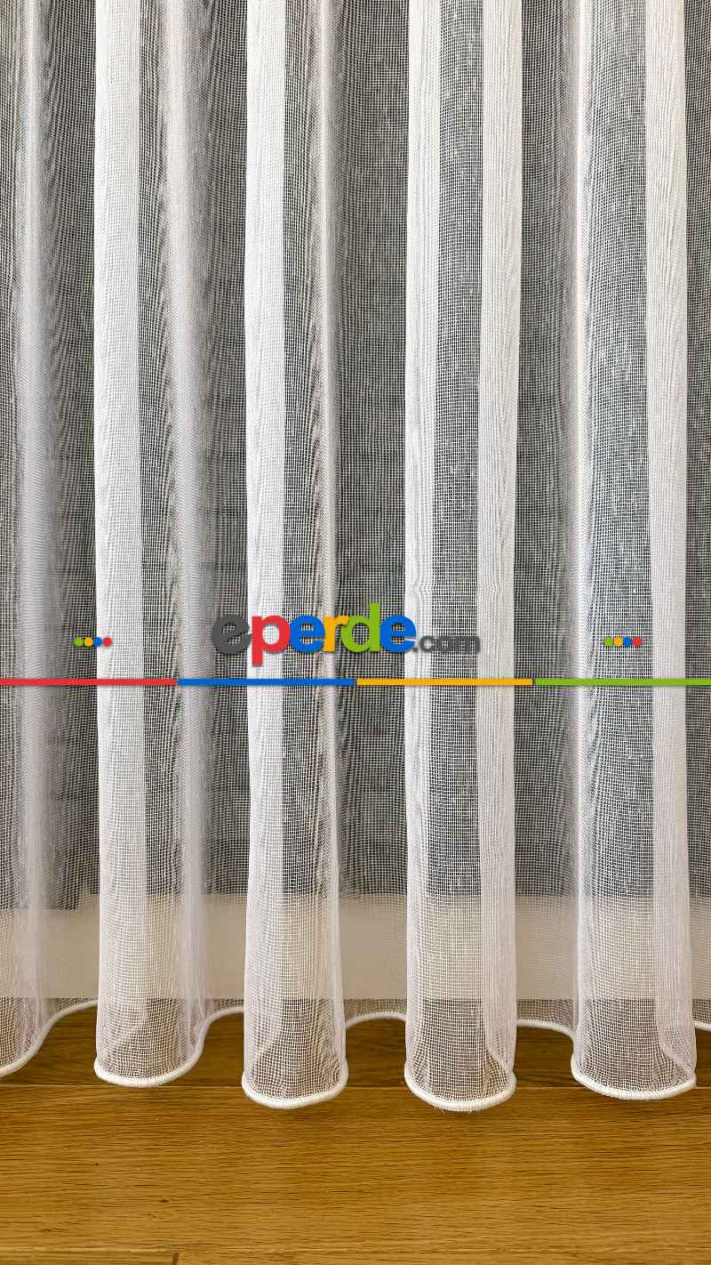 Oturma Odası - Ütü İstemeyen Ekru Keten Tül Perde - Yüksek Gramajlı - Şantuk Kurşunlu Tül