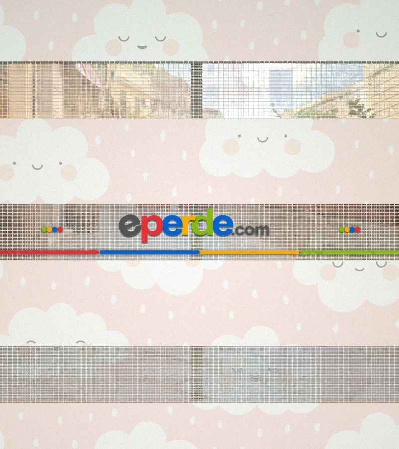 Bulut Desenli Baskılı Zebra Perde- Çok Renkli