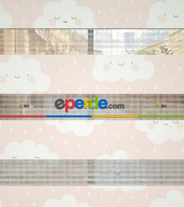 Bulut Desenli Baskılı Zebra Perde- Çok Renkli