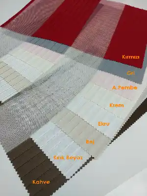 Geniş Pileli Zebra Perde- Gri-Füme-Antrasit-Ekru-Kahve-Sütlü Kahve