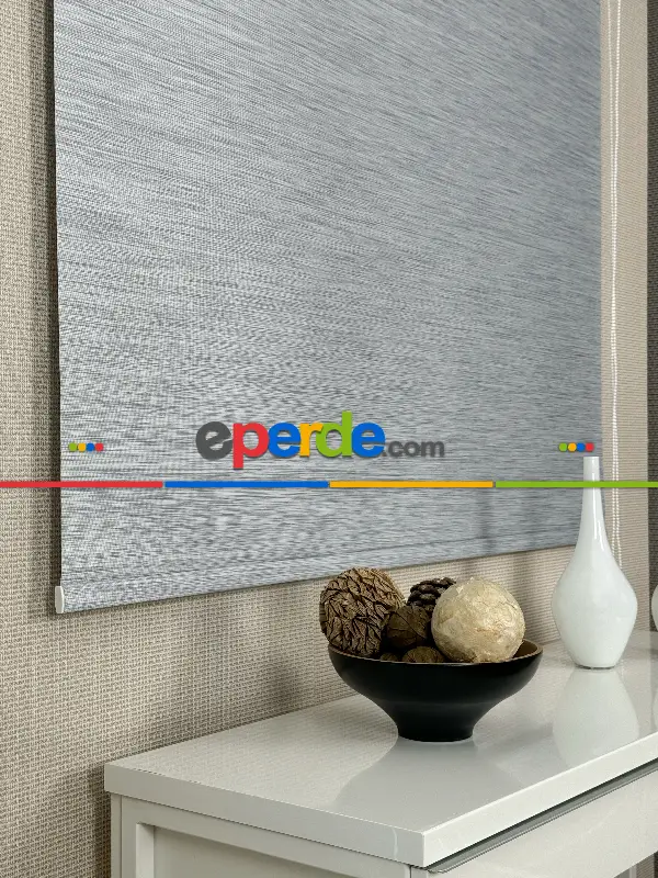 Salon Gri Bambu Stor Perde, Standart Metal Kasalı Yüksek Kalite Kornişe Kolay Montaj Seçenekli