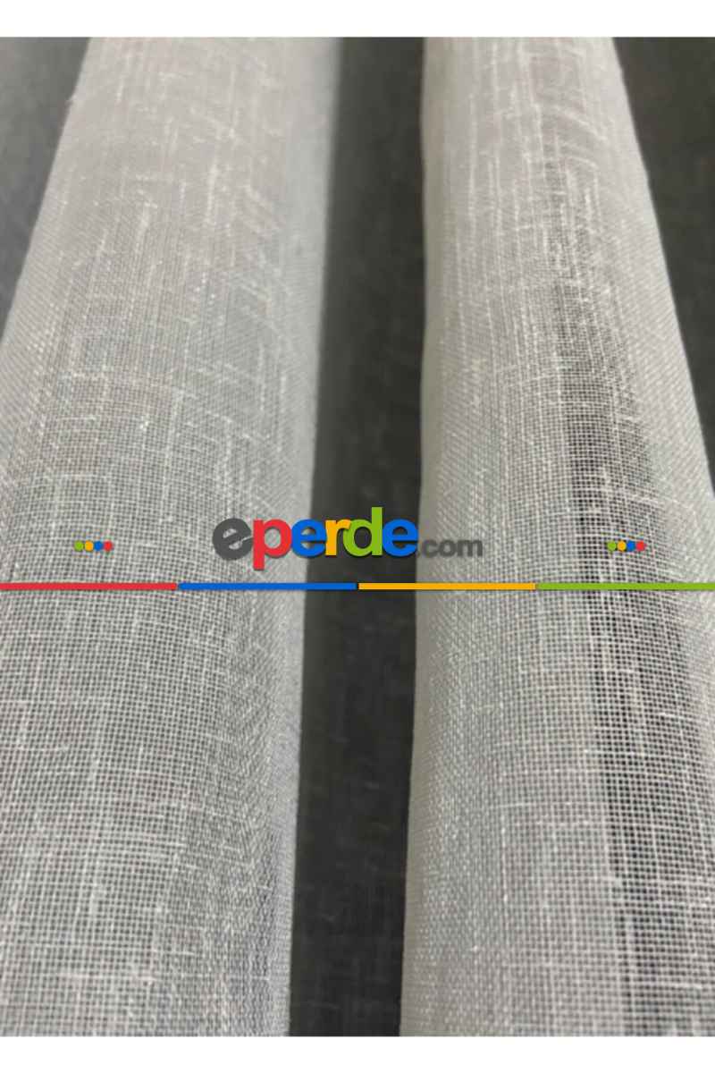 Gri Natural Keten Tül - Kurşunlu Tül