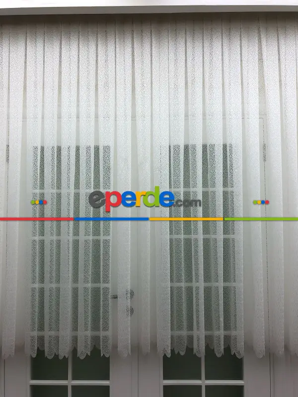 Örme Dokulu Tül Perde- Ekru