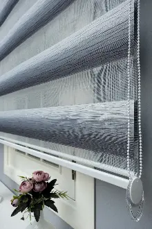 Antrasit, Gri, Geçişli Yüksek Kalite Plise Zebra Perde - Kornişe Kolay Montaj Ayağı Seçenekli - Standart Metal Kasalı