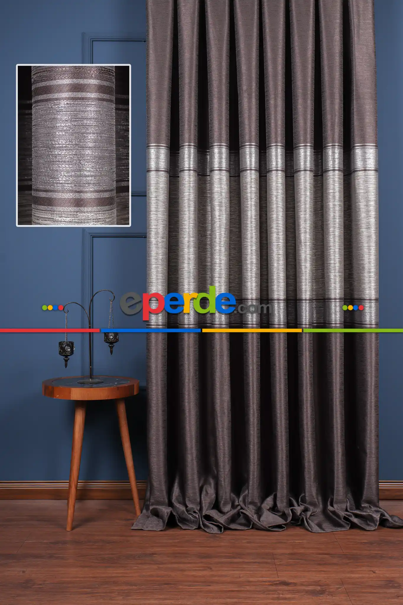 Salon Fon Perde - Füme - Gümüş Pano Fon Perde