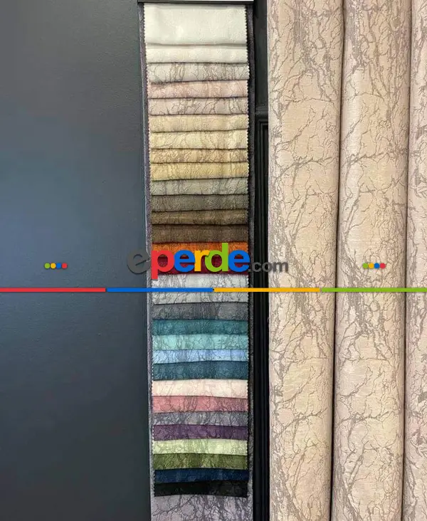 Salon - Fon Perde, Mermer Desen, Çok Dökümlü