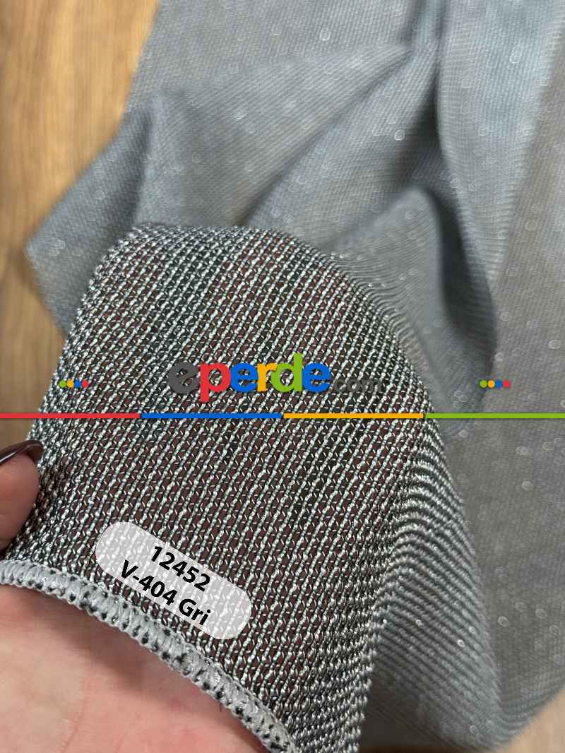 Antrasit Gri Keten Gümüş Simli Tül Perde - Ağır Gramajlı Premium