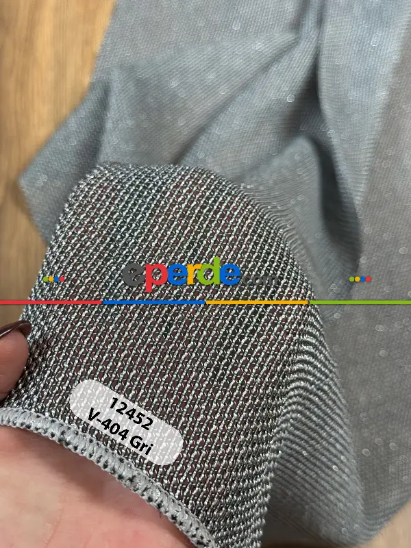 Antrasit Gri Keten Gümüş Simli Tül Perde - Ağır Gramajlı Premium