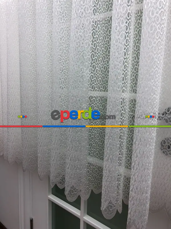 Örme Dokulu Tül Perde- Ekru