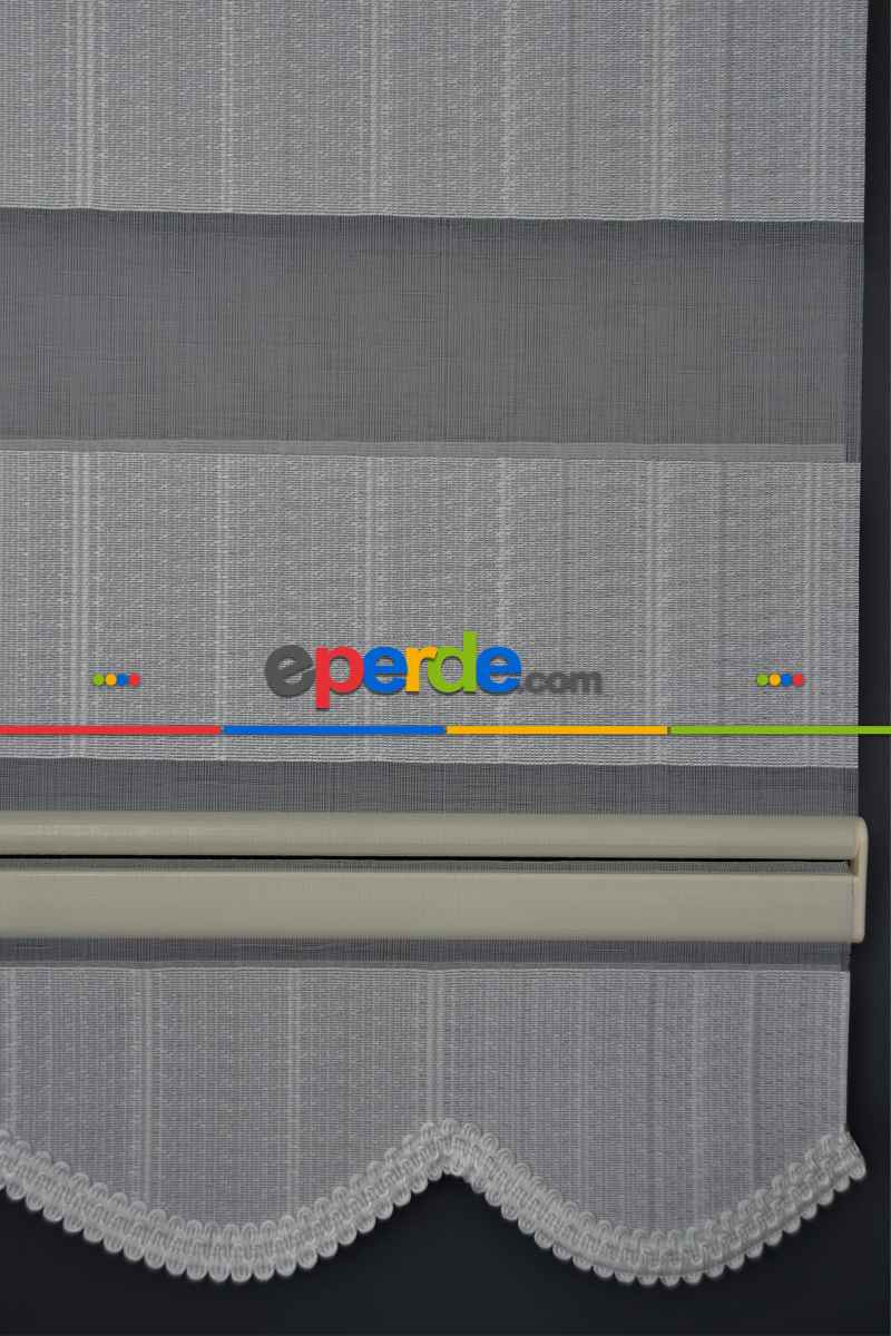 Halim Perdesan Jk-286 Koyu Turkuaz & Ekru Renk Etekli Veya Eteksiz Zebra Stor Perde