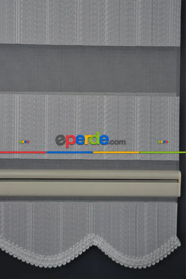 Halim Perdesan Jk-286 Koyu Turkuaz & Ekru Renk Etekli Veya Eteksiz Zebra Stor Perde