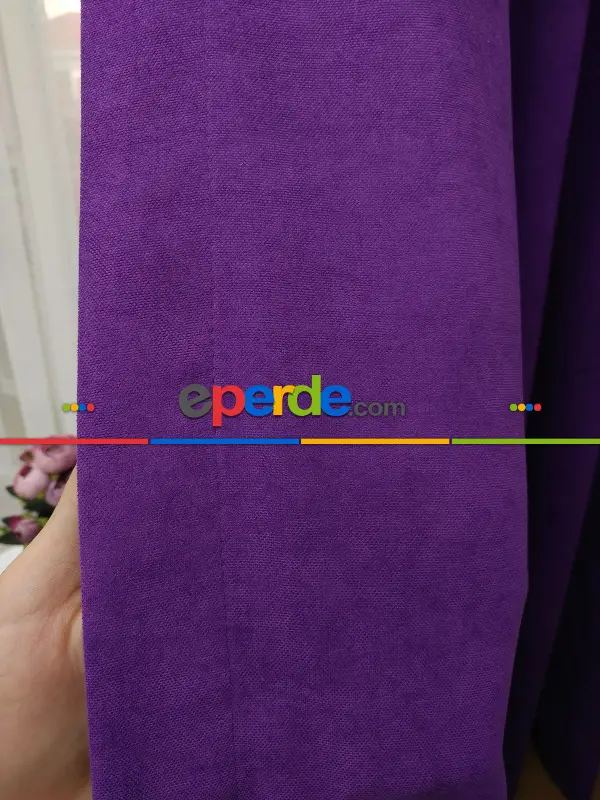 Salon Fon - Mor Düz Fon Perde - Mor