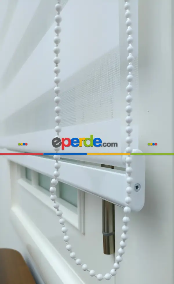 Mutfak - Zebra Perde-tual Beyaz Renk Düz Zebra Perde- Beyaz