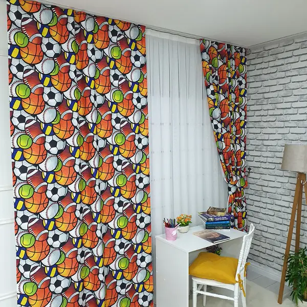 Çocuk Odası Fon Perde Evm390 _c - Kumaşı Kalındır Duck Bezi Değildir.- Beyaz-Turuncu-Kahve-Çok Renkli