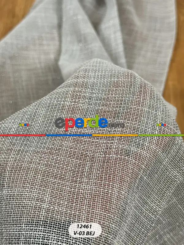 Simli Özel İplik Doğal Doku Düz Tül Perde - Özel Dokuma Ağır Gramajlı Premium