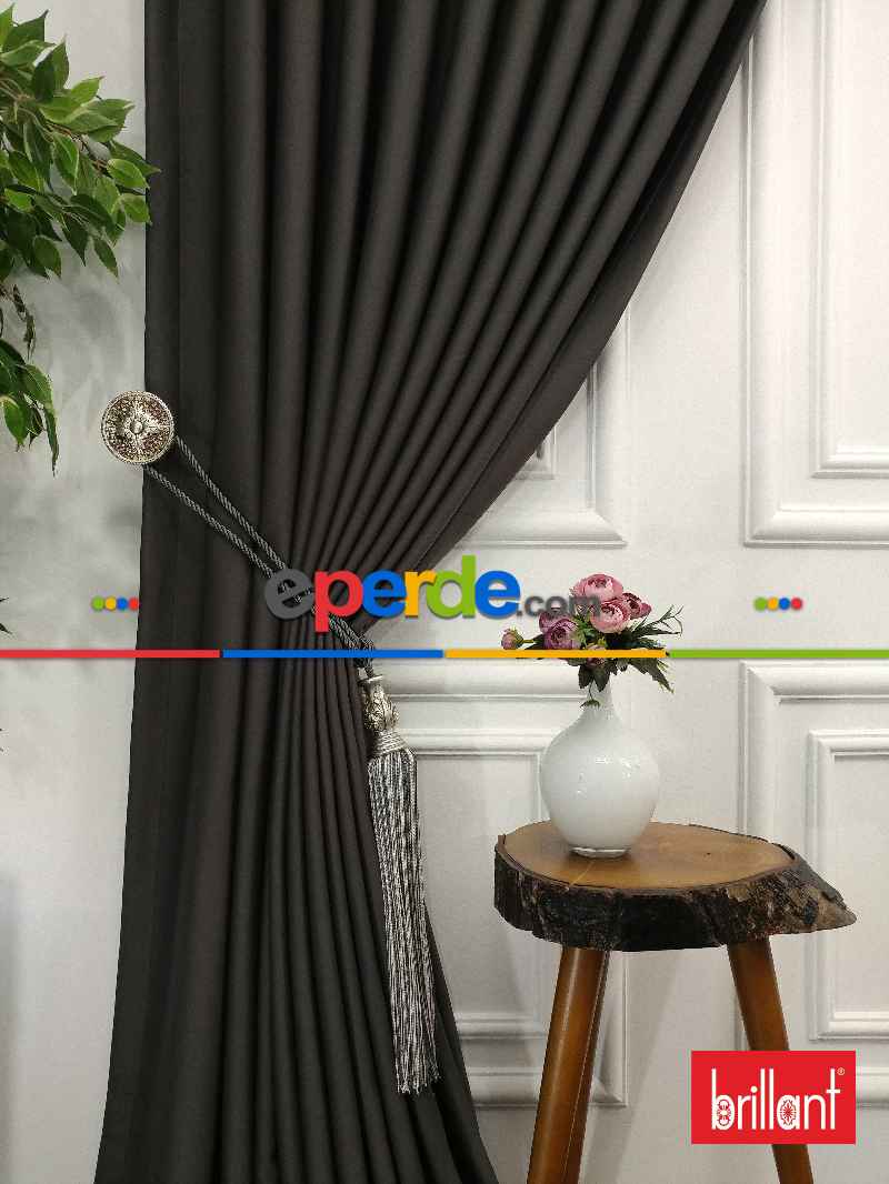 %99 Brillant Karartma Blackout Antrasit Gri Renk Fon Perde- Antrasit