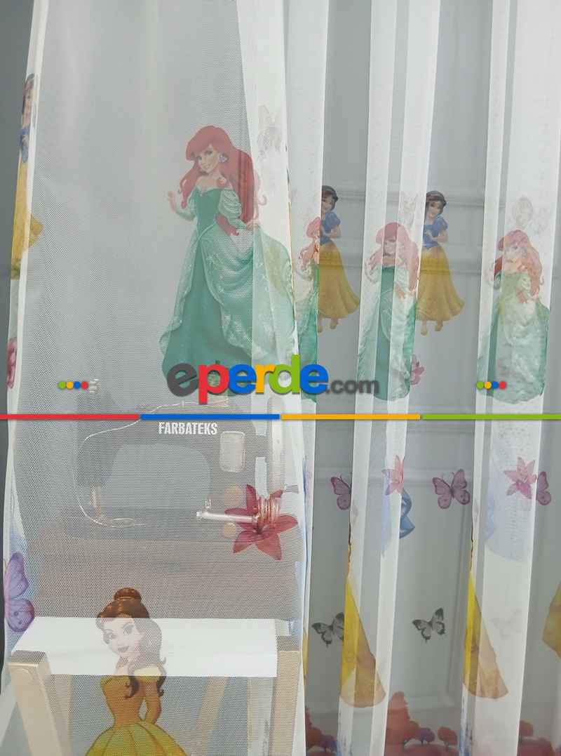 Çocuk Odası Renklli Prenses Rengarenk Kız Çocuk Odası Tül Perde