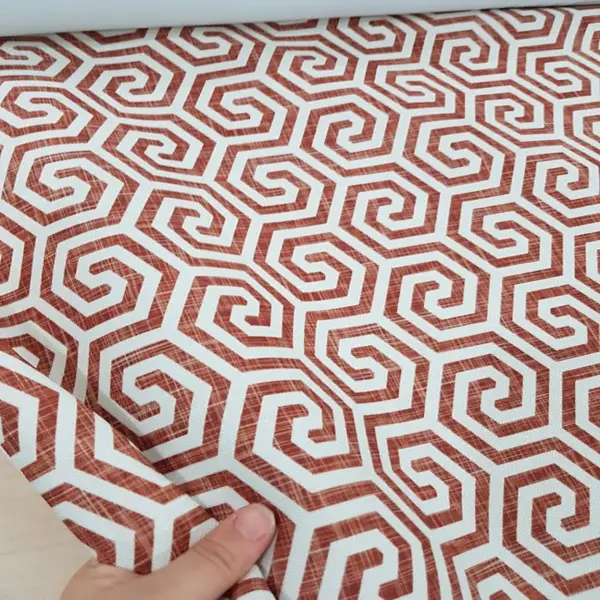 Salon Fon - Geometrik Sarmal Desenli Fon Perde Evm1128 Kumaşı Kalındır Duck Bezi Değildir- Beyaz