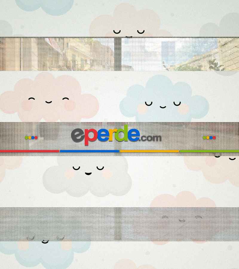 Çocuk Odası - Bulut Desenli Baskılı Zebra Perde- Çok Renkli