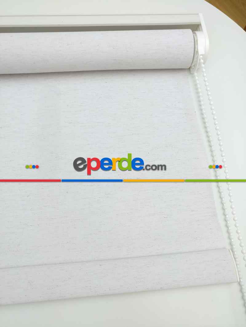 Stor Perde Keten Görünümlü Stor (pvc Kaplama) Kalın Dokulu- Krem Açık