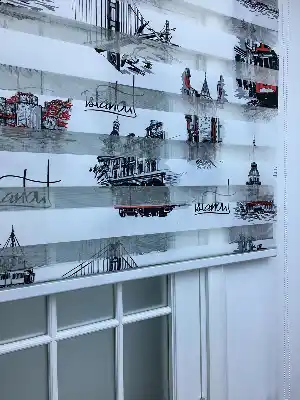 İstanbul Desenli Zebra Perde Siyah-kırmızı- Siyah-kırmızı-beyaz