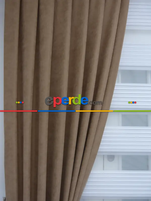 Sütlü Kahve Rengi Düz Fon Perde- Sütlü Kahve