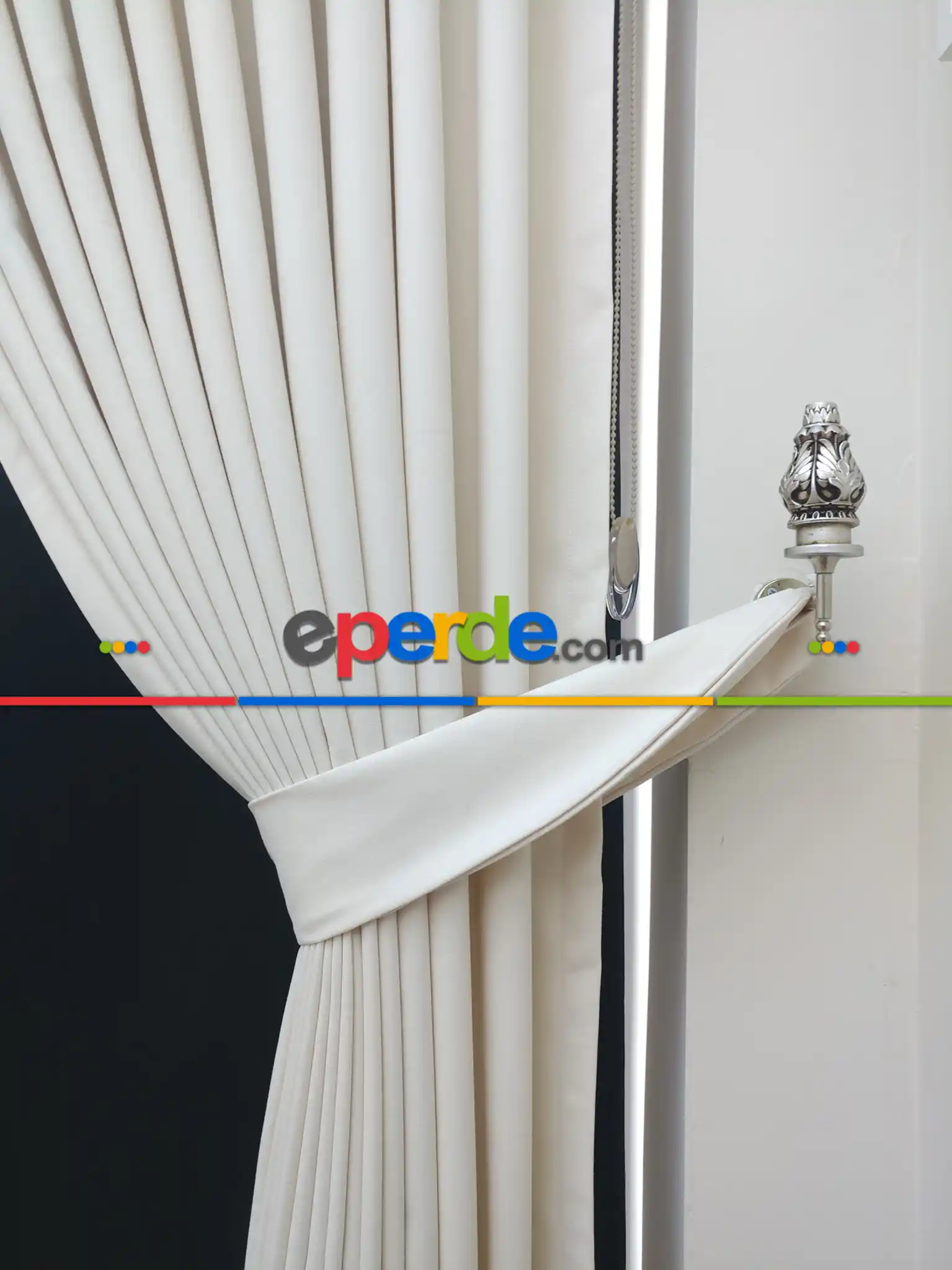 Düz Renk Dökümlü Fon Perde (150)- Beyaz