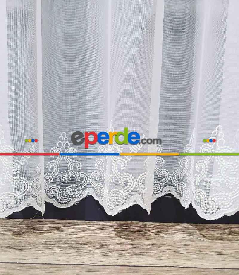 Brillant Lviv Etek Nakışlı Keten Modern Kırısşmaz Ütü İstemez Tül Perde