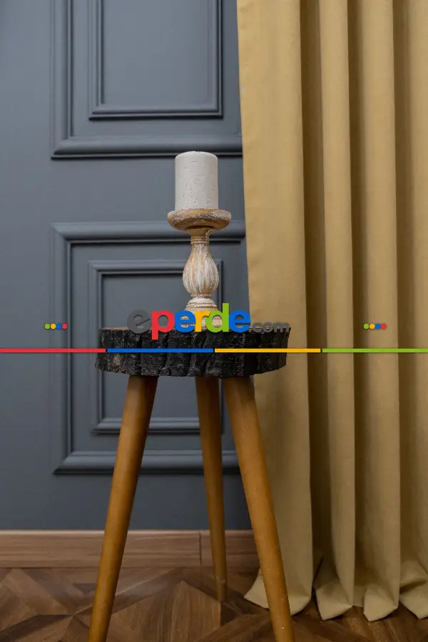 Bej Rengi Düz Fon Perde Dökümlü Fon Perde 12490