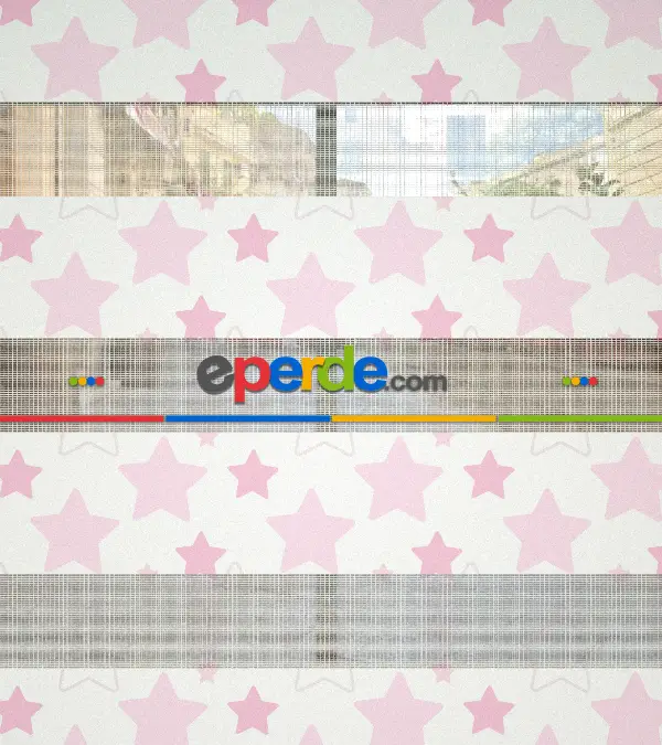 Pembe Yıldız Desenli Baskılı Zebra Perde