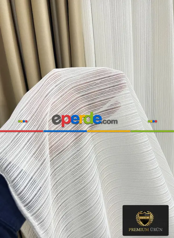 Salon - Premium Simli Pırlanta Ağır Gramajlı Dökümlü 1/3 Sık Pileli Ütü İstemeyen Tül Perde