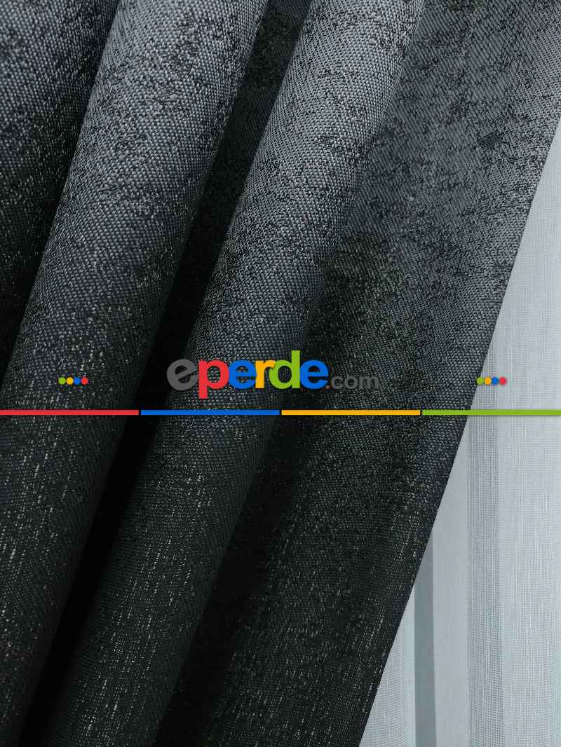 Patinedesenli Antrasit Kremit Jakar Fon Perde (180)- Kiremit Rengi