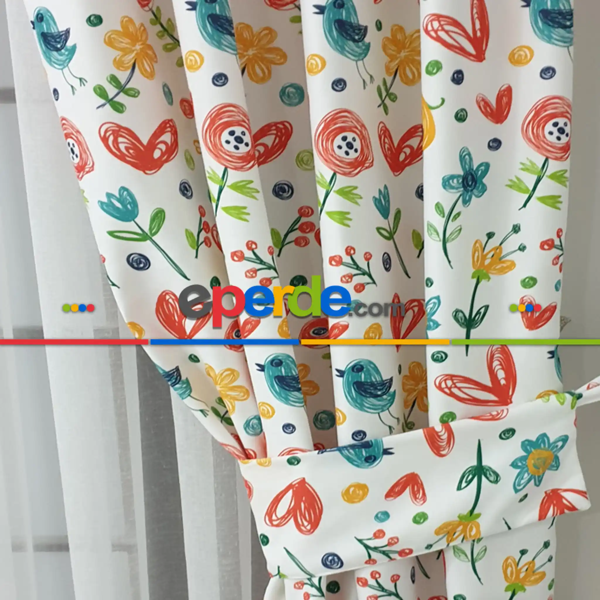 Çocuk Odası Fon Perde Evm437 _c - Kumaşı Kalındır Duck Bezi Değildir.- Yeşil-Mavi-Sarı-Beyaz-Pembe-Çok Renkli