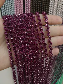 Mutfak İp Perde - Bordo Rengi İp Perde Bukle Serisi- Bordo-gümüş