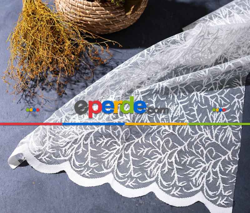 Oturma Odası - Örme Tül Dal Desen Ekru