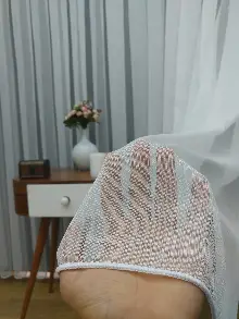 Salon Tül Perde - ( Orjinal ) Fantazi Çizgili Tül Perde - Ekru