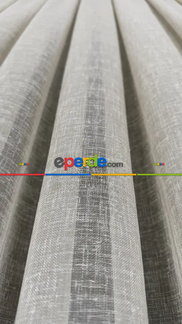 Salon Bej Naturel Keten Düz Tül Perde - Premium Kalitedir, Eteği Kurşunludur.