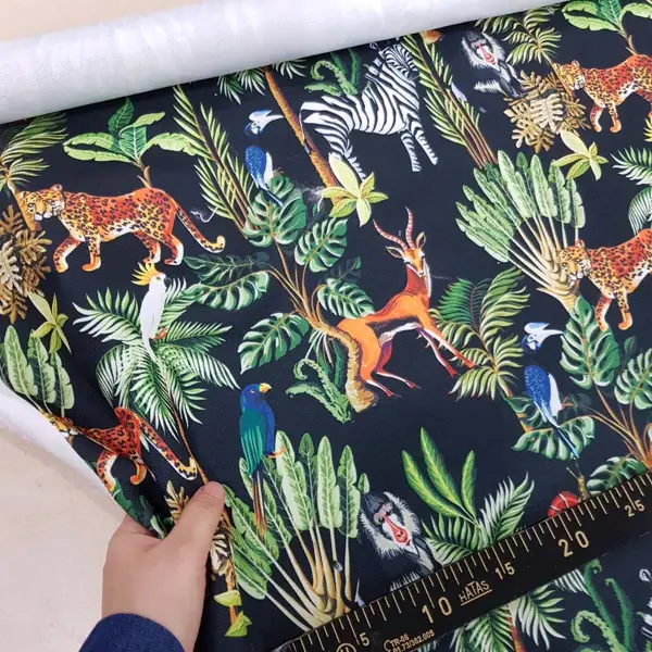 Tropikal Hayvan Desenli Fon Perde Evm581 Kumaşı Kalındır Duck Bezi Değildir- Yeşil-Mavi-Gri-Füme-Antrasit-Sarı-Beyaz-Turuncu