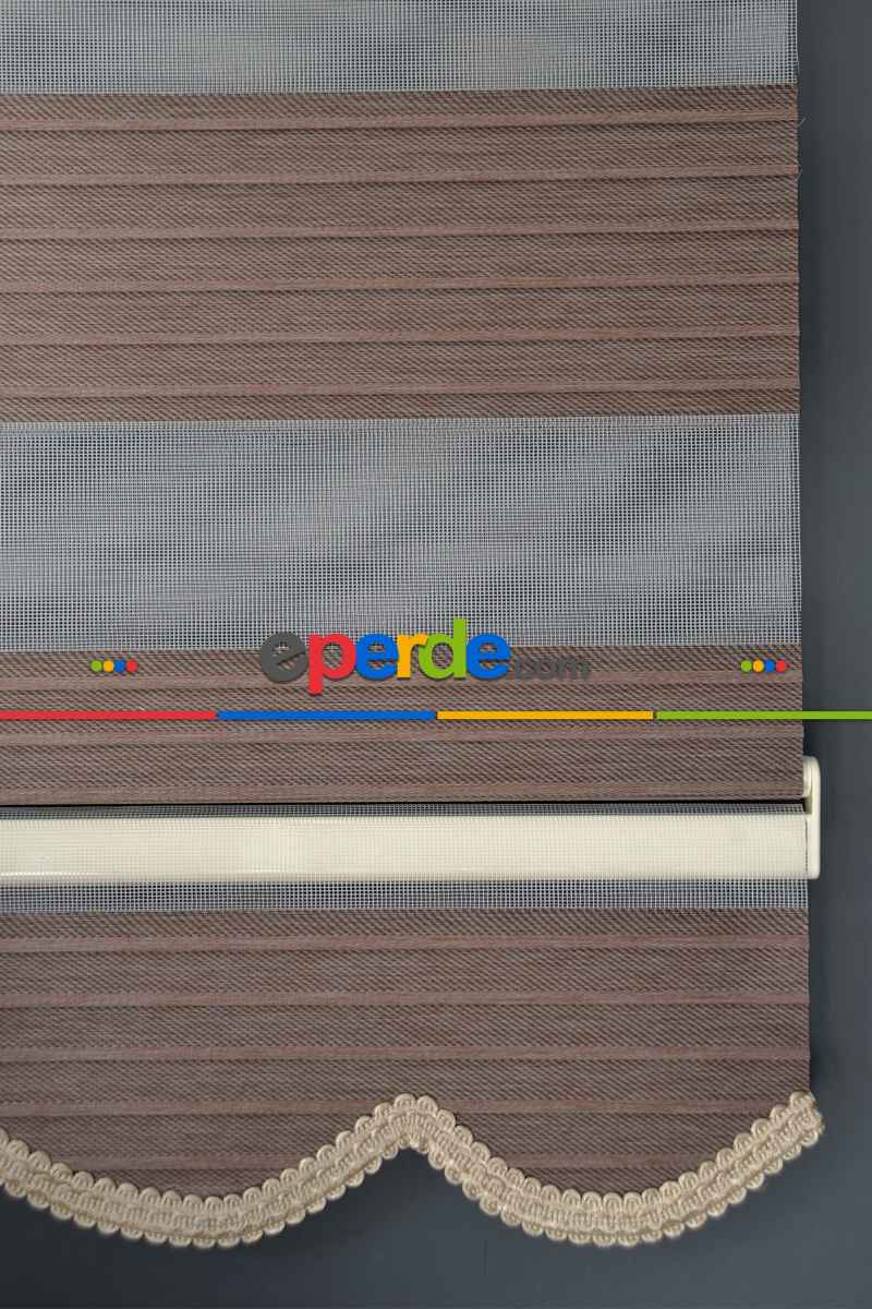 Halim Perdesan Kb-06 Koyu Kahverengi Renk Etekli Veya Eteksiz Karartma Zebra Stor Perde