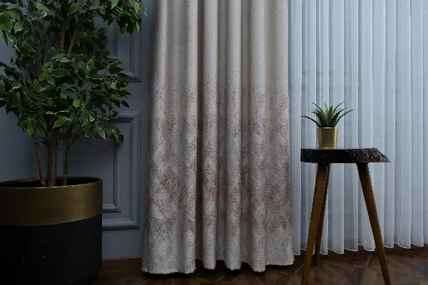 Modern Pano Fon Perde Renk Geçişli Çift Renk - 505- Bej-gri Açık-pembe Koyu-kiremit Rengi