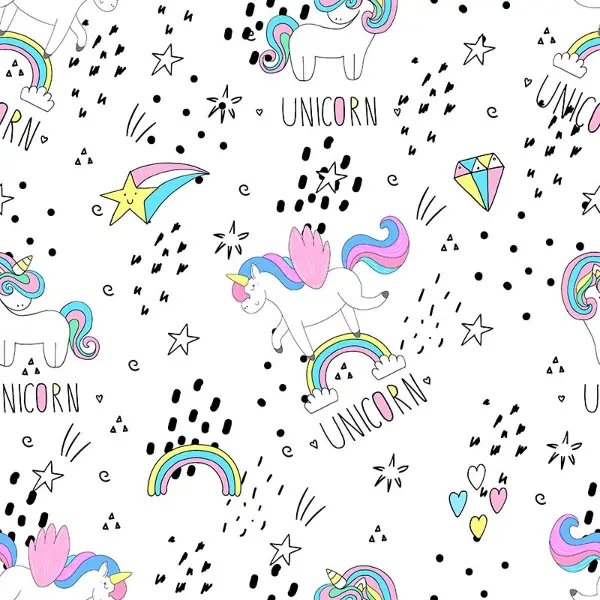 Unicorn Desenli Fon Perde Evm576 Kumaşı Kalındır Duck Bezi Değildir- Siyah-Mavi-Sarı-Beyaz-Pembe