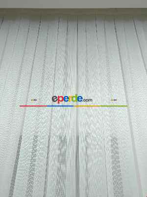 Hazır Ölçülü Çizgili Modern Düz Eteği Kurşunlu Tül Perde - Ütü İstemez