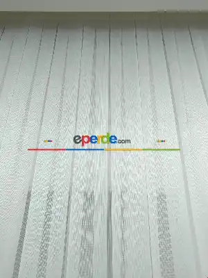 Hazır Ölçülü Çizgili Modern Düz Eteği Kurşunlu Tül Perde - Ütü İstemez