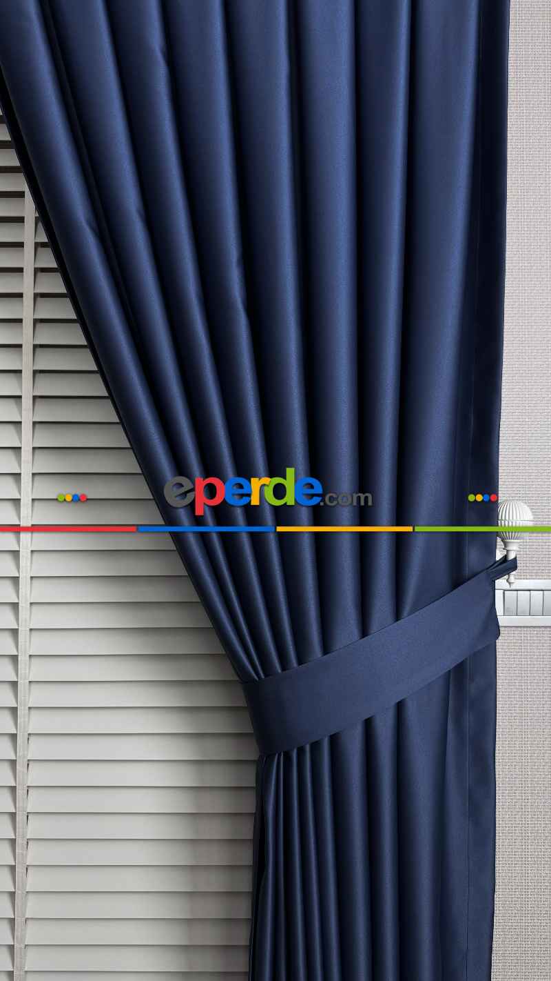 Koyu Lacivert Karartma Blackout Fon Perde, Premium Kalite Serisidir, %90 Oranında Işığı Keser